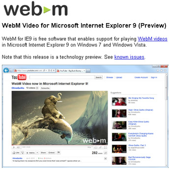 Google تقدم دعم webM لمتصفح Internet Explorer