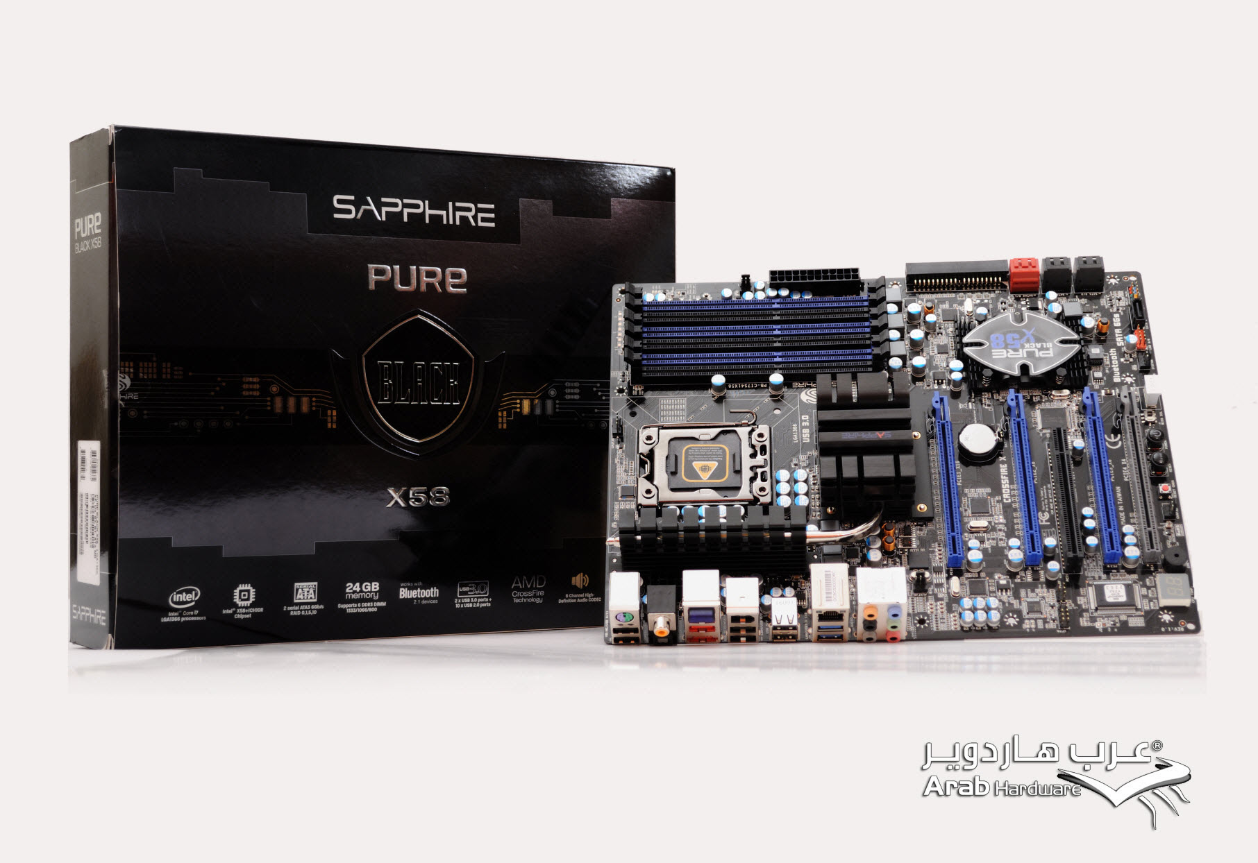 مراجعة  مازربورد Sapphire Pure Black X58