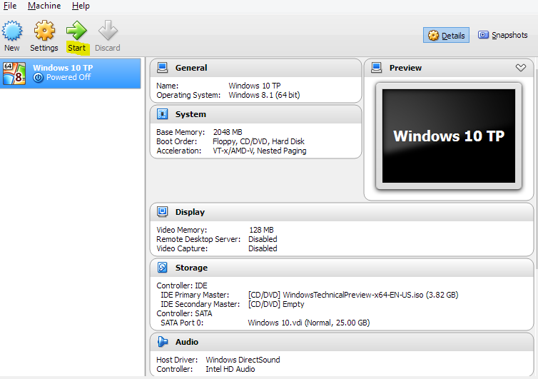 تحميل ويندوز 10 على نظام افتراضي Virtual Machine شاشة Virtual Box