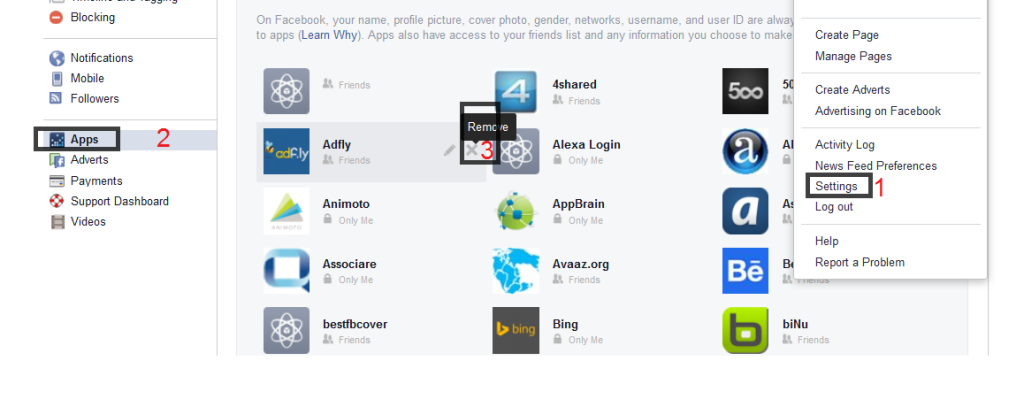 remove facebook apps