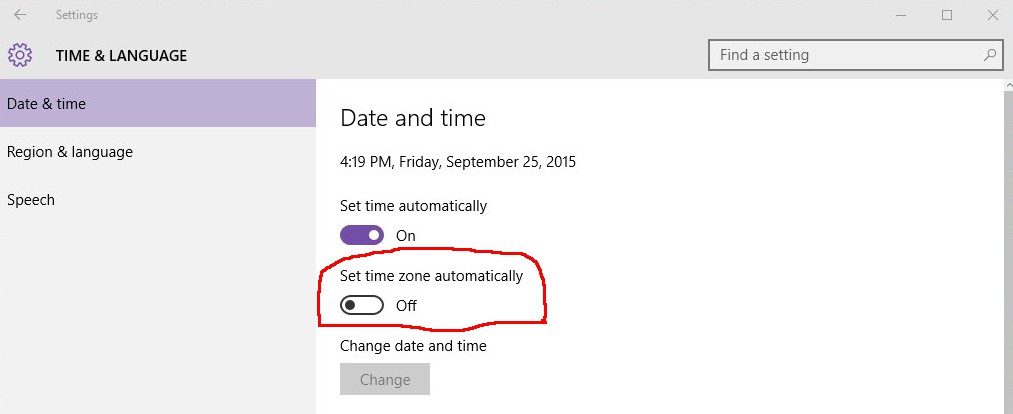 ميزات خفية قدمها تحديث نوفمبر لنظام ويندوز 10 timezone automatic