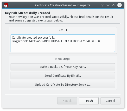 Kleopatra - new certificate