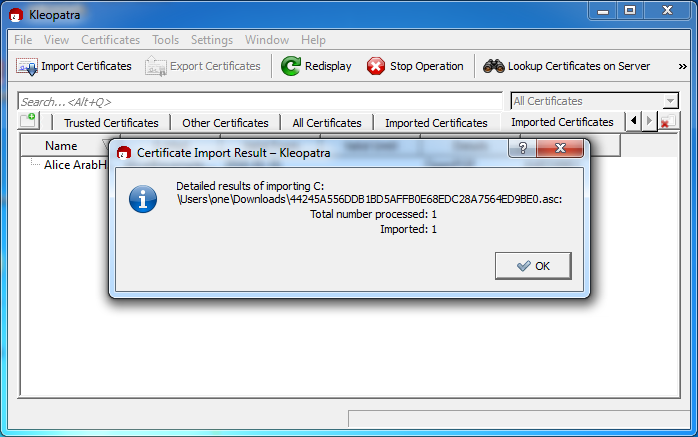 Kleopatra - Key import