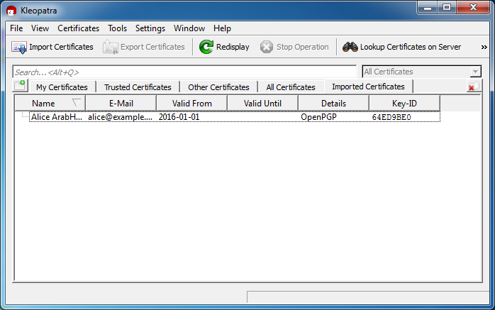 Kleopatra - Key import