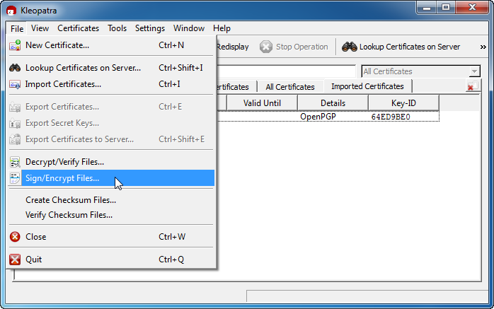 Kleopatra - encrypt