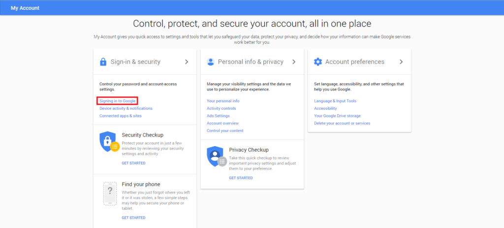 Google My Account