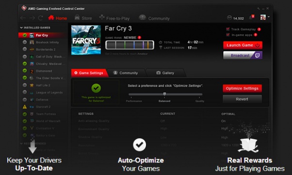 برنامج AMD Raptr Gaming Evolved