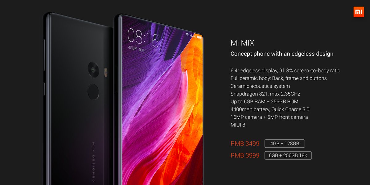 Image result for هاتف Xiaomi Mi Mix