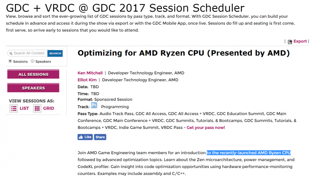 معالجات RYZEN خلال مؤتمر GDC لعام 2017