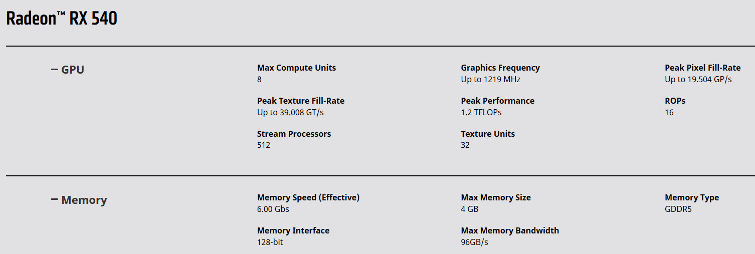 رصد بطاقة RX 540 على موقع AMD فهل ستطلق قريباً؟