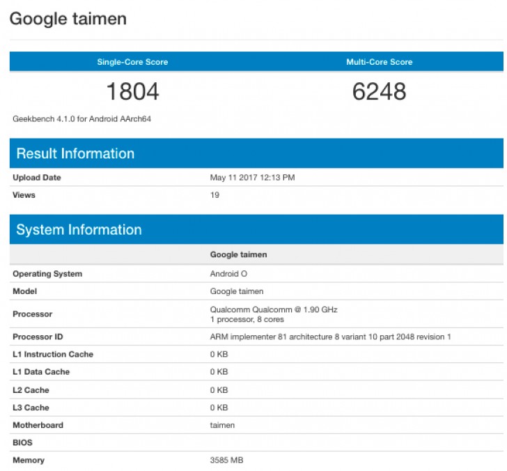 Google Taimen Geekbench