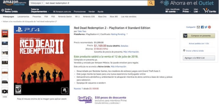 Red Dead Redemption 2 Amazon Mexico