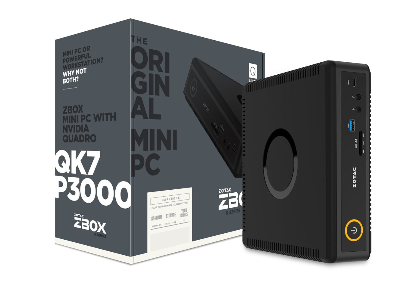أحد اصدارات ZBOX Q-Series. يبدو أنها ببطاقة NVIDIA Quadro P3000