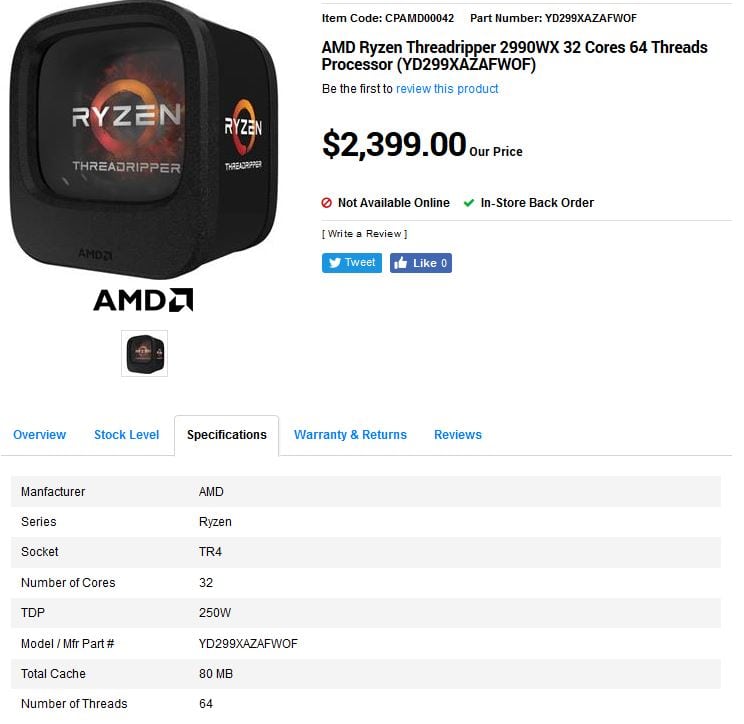 مواصفات معالج AMD Threadripper Ryzen 2900X