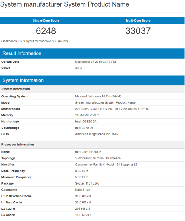 تسريبات جديدة لأداء معالجات إنتل i9-9900K/i5-9600K من الجيل التاسع