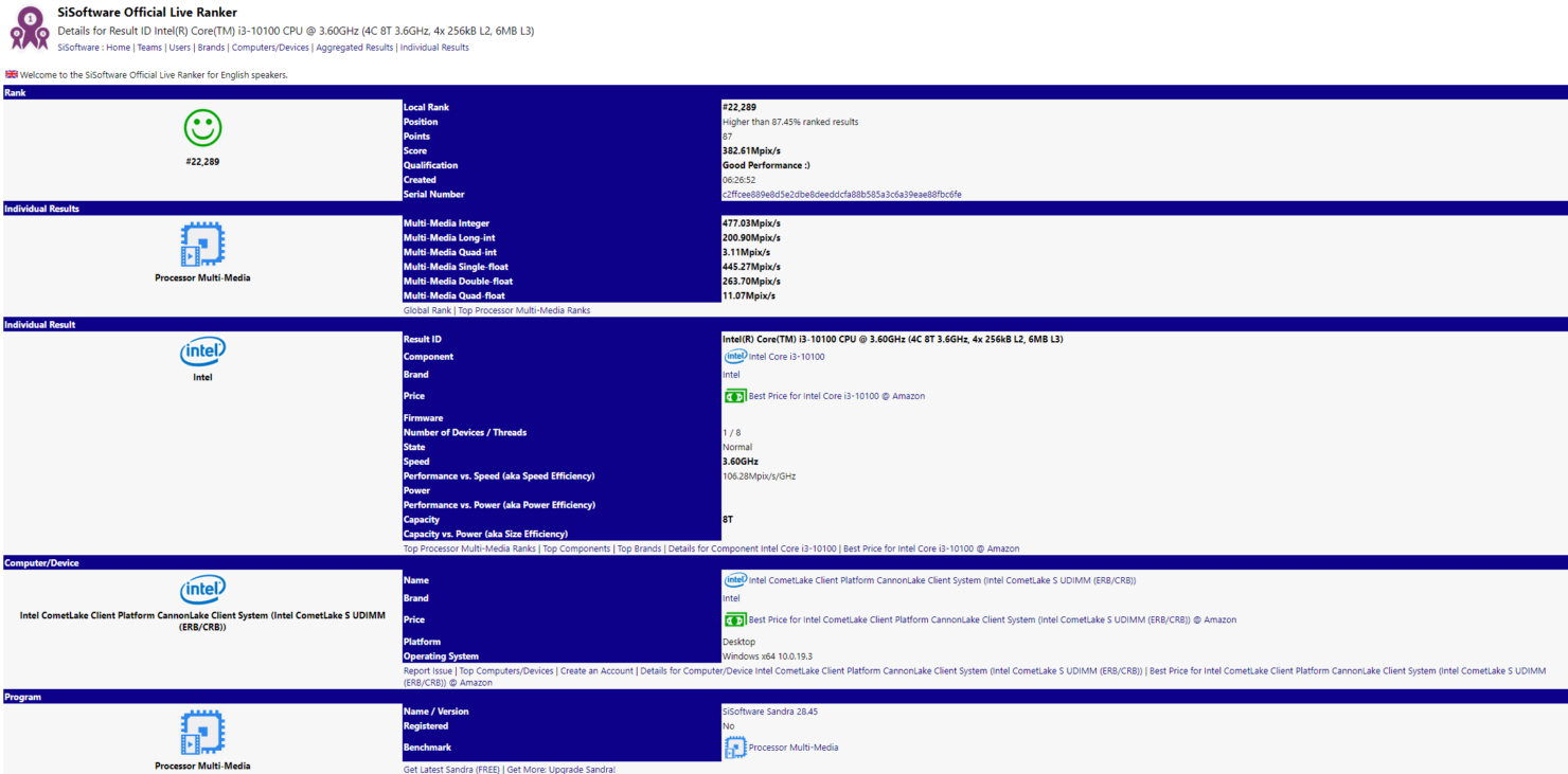 Intel COre i3 10th Gen