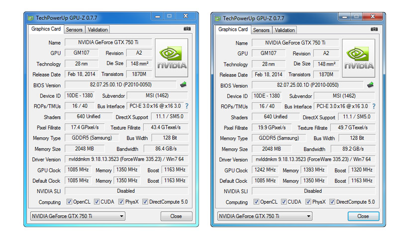 GPU Z GTX 750Ti