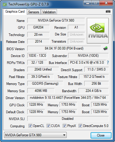 Gigabyte GTX980 GPUz