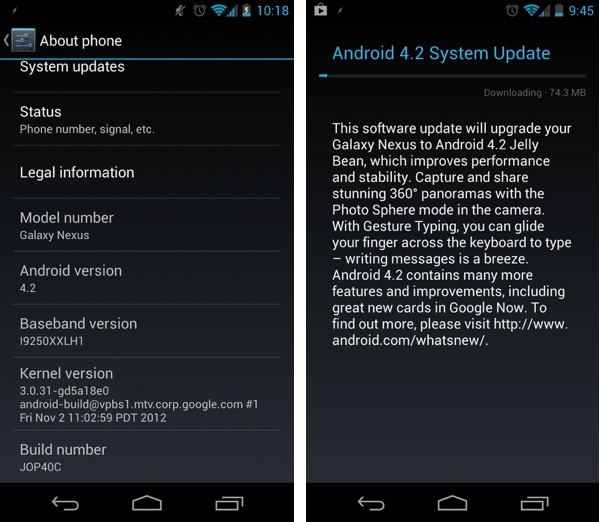 android 42 update now rolling out for the gsm galaxy nexus