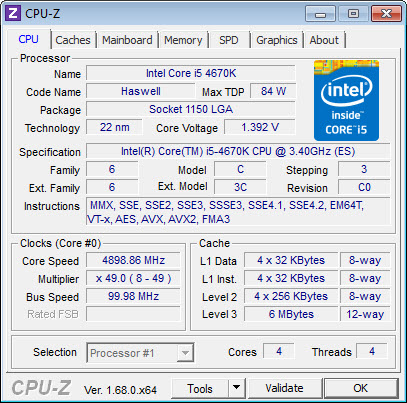 cpuz OC 4.9GHz