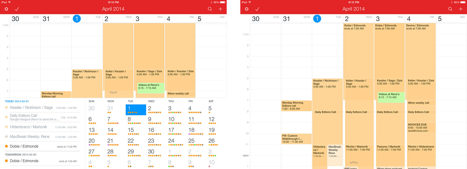 fantastical ipad week view screens