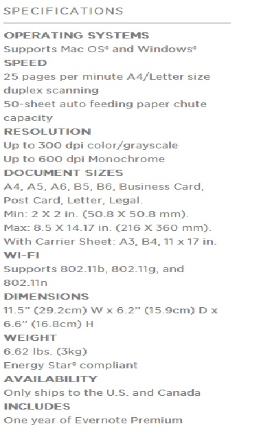 specifications