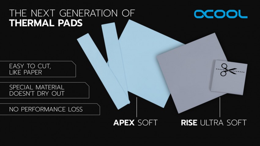 Alphacool تعلن عن وسادات حرارية جديدة Apex Soft و Rise Ultra Soft