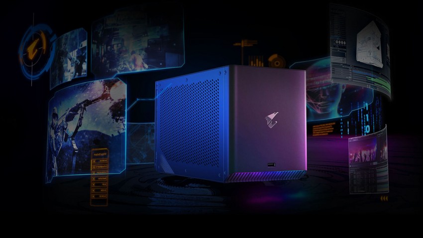 صندوق الألعاب 2021 GIGABYTE AORUS Gaming Box سيأتي بتبريد مائي