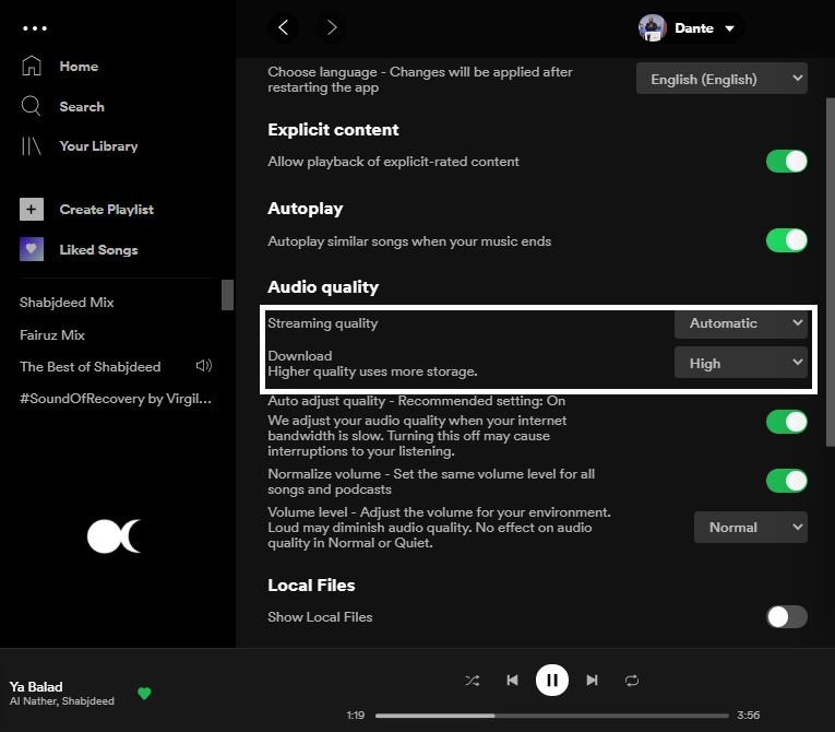 Spotify PC Music Quality