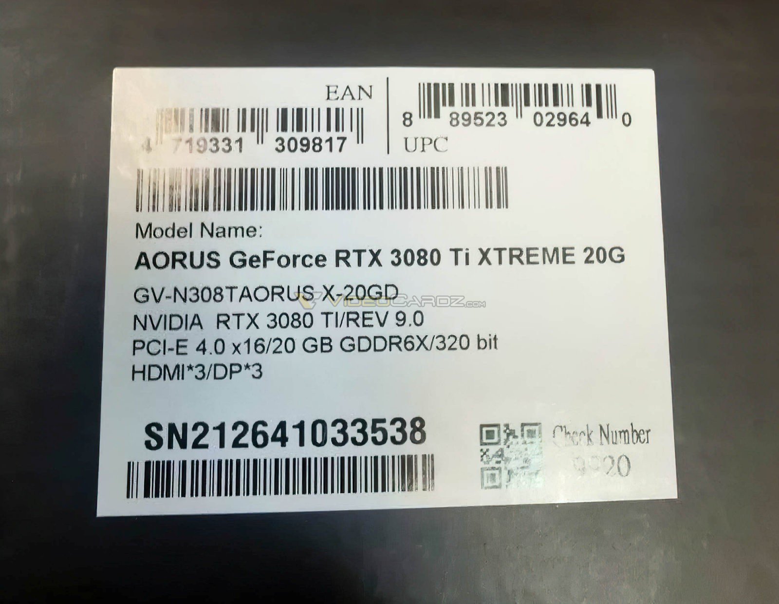 AORUS NVIDIA RTX 3080 Ti 20 GB RUSSIA 2
