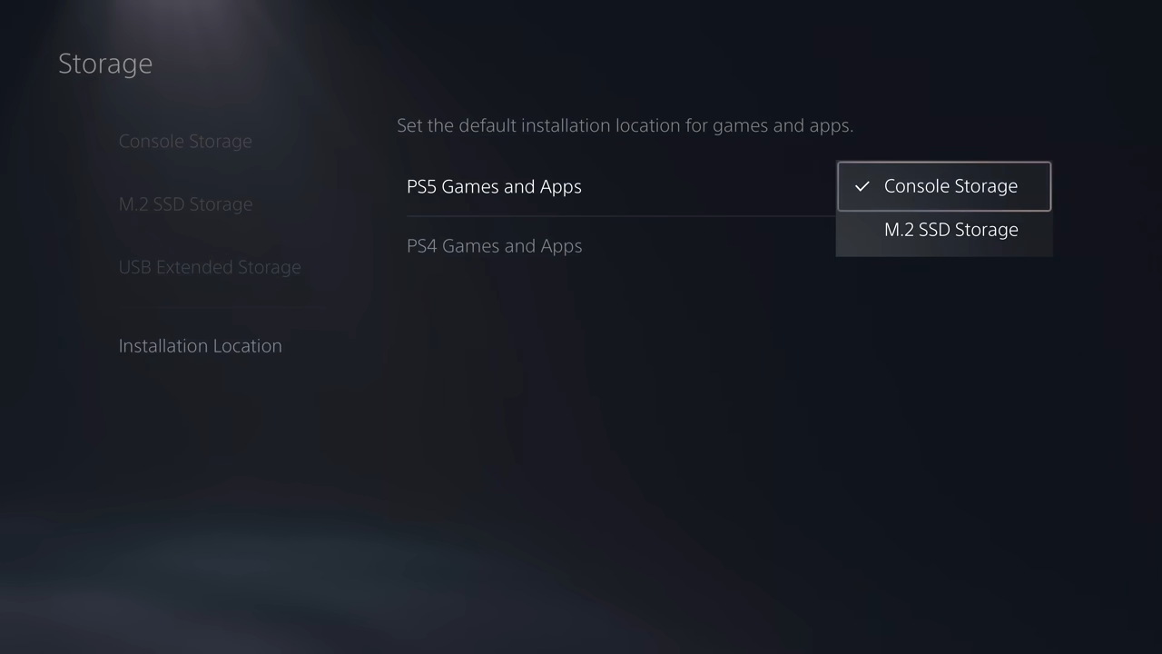 اختر الوجهة الأساسية التي تود من PS5 أن ينزل الألعاب عليها