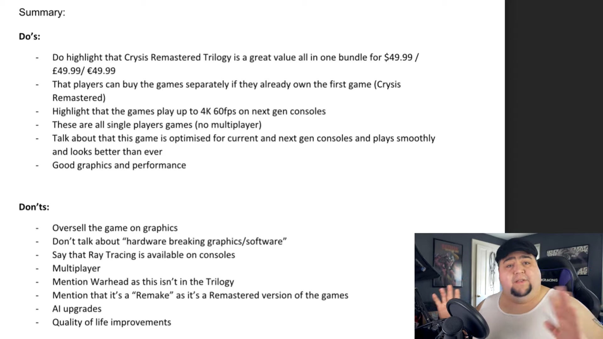 نصائح لمراجعي Crysis Remastered Trilogy بعدم المبالغة في بيع الرسوميات