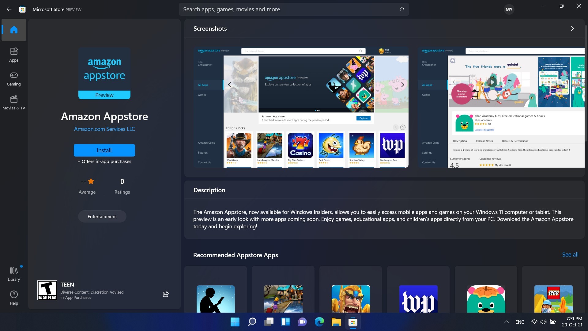 Amazon Appstore Android Windows 11 متجر أمازون تطبيقات الأندرويد على ويندوز 11