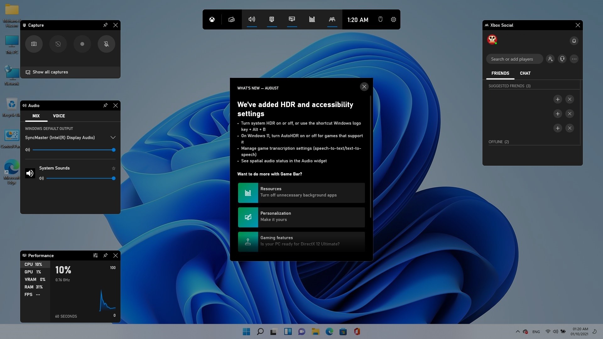 Windows 11 Game Mode Toolbar