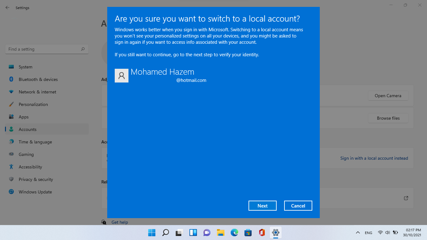 windows 11 local account sign in