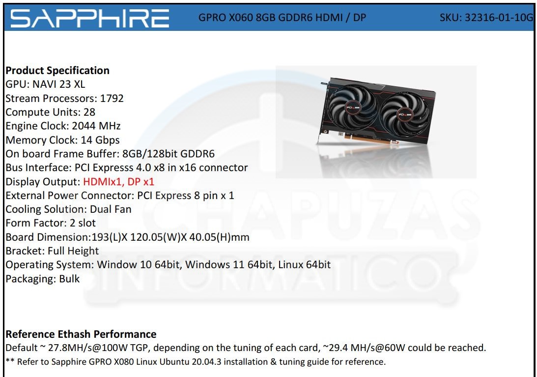 تسريب : صور بطاقات التعدين Sapphire X080 و X060 من Sapphire تظهر للنور