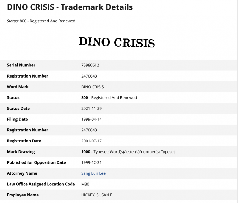 شركة Capcom تُسجل من جديد علامة Dino Crysis التجارية