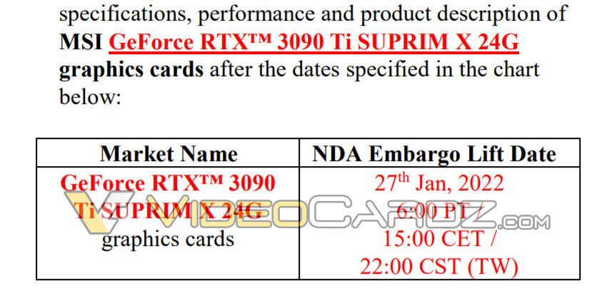 تسريب جديد يؤكد قدوم بطاقة MSI GeForce RTX 3090 Ti SUPRIM