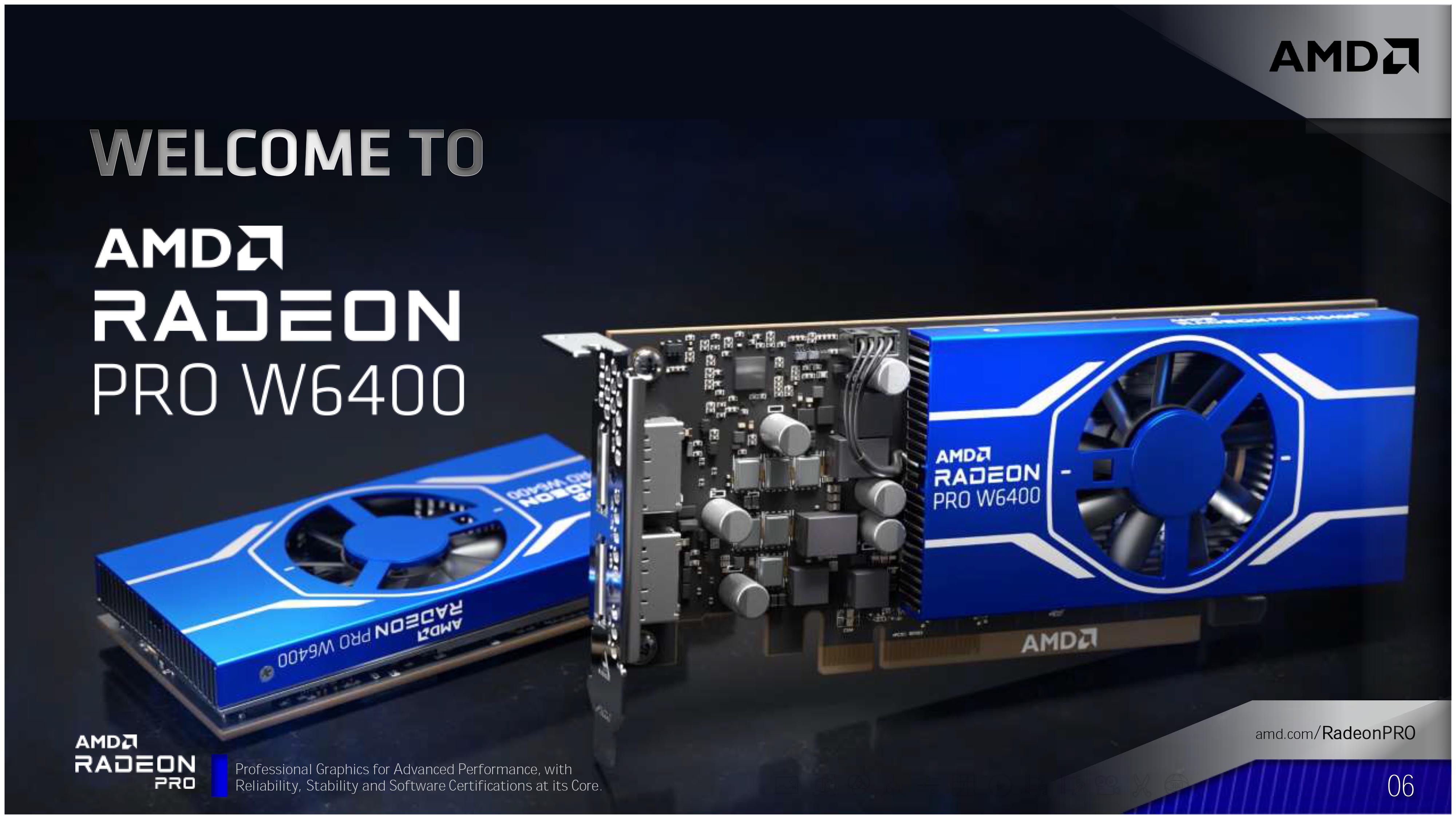 AMD تعلن عن بطاقة Radeon PRO W6400 ذات الميزانية المنخفضة