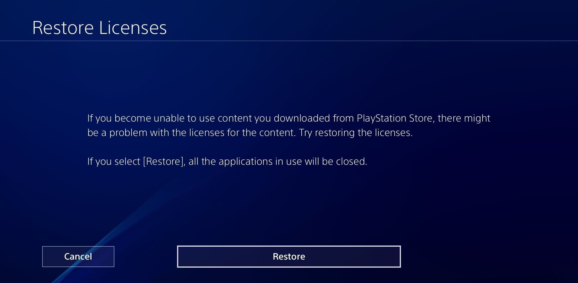 قم بعمل Restore Licenses