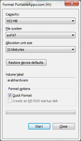 فرمات الفلاشة USB