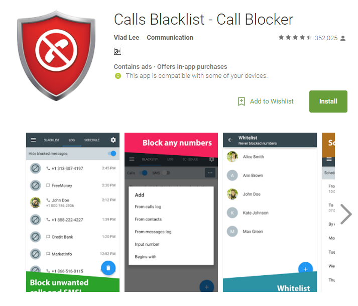 تطبيق Call Blacklist