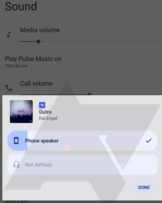 إعادة تصميم نافذة خيارات المخرج الصوتي في Android 13