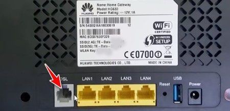 منفذ ADSL من راوتر هواوي VDSL من وي