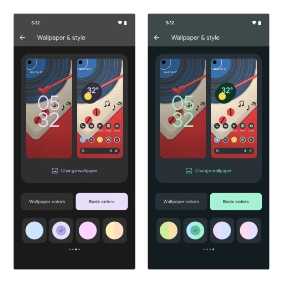 تخصيص خيارات التصميم والألوان في نظام Android 13