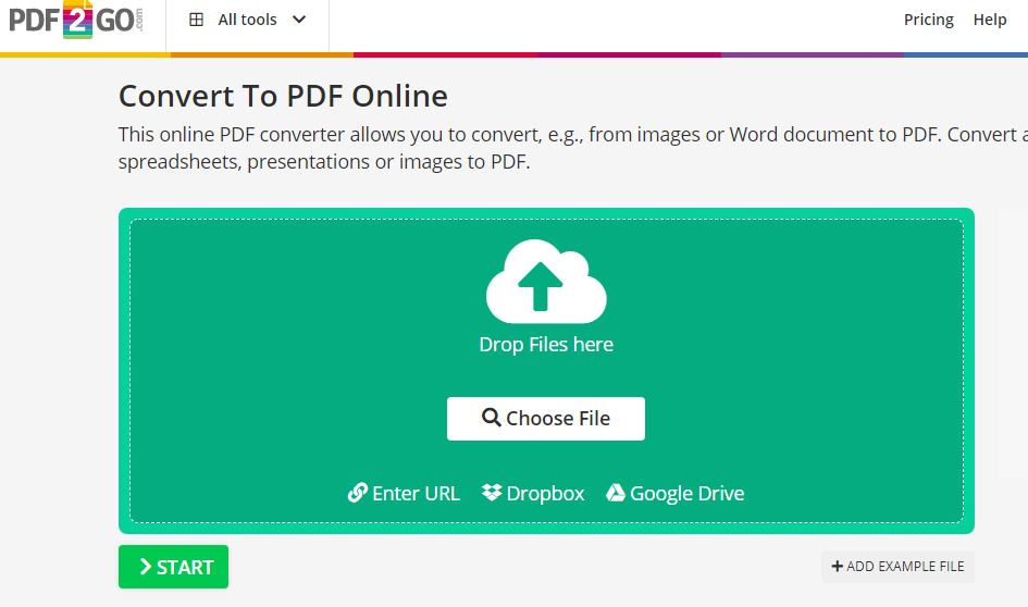 PDF2Go (أفضل برامج تحويل word الى pdf)