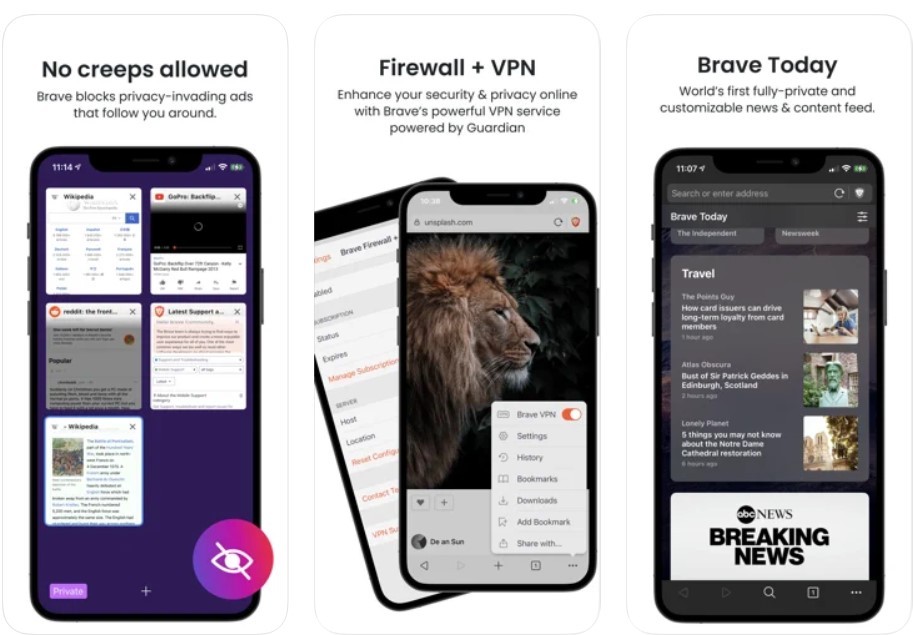 Brave بريف افضل متصفح للايفون والاندرويد