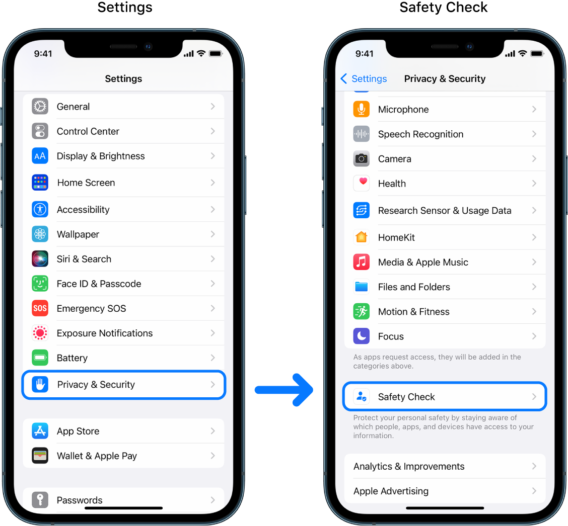 التحقق من الأمان آيفون iOS 16