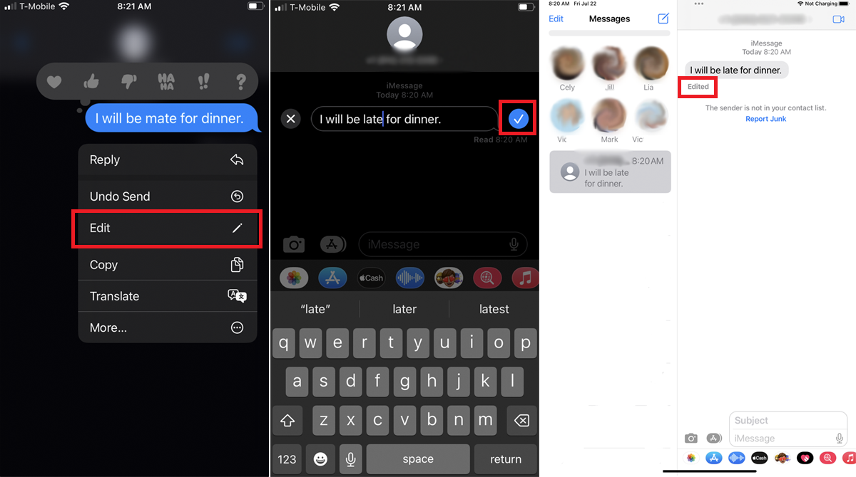 تحرير رسائل iMessage