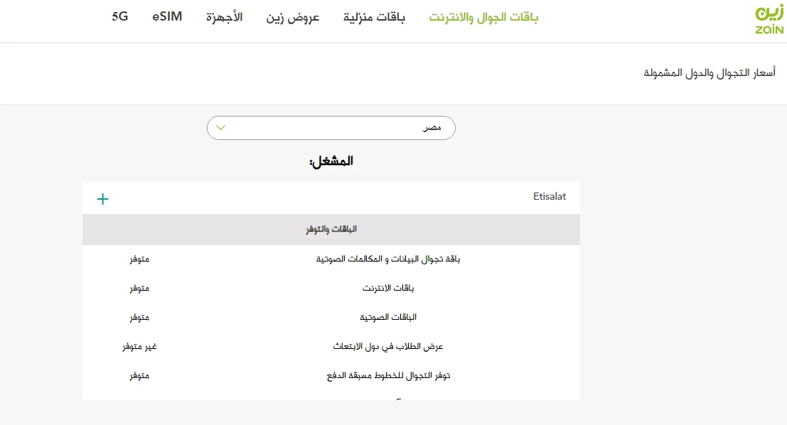 باقات تجوال زين للمكالمات و الإنترنت